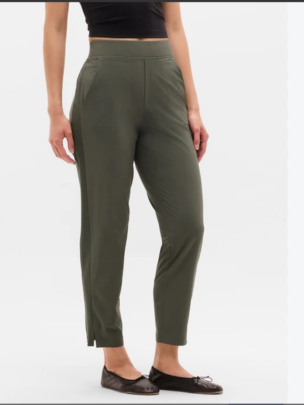 Athleta Women’s Olive Green Mid Rise pull on Ankle Jogger Pants size 10